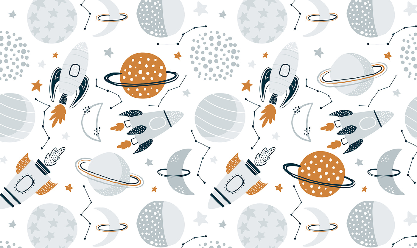 Pattern of planets and rockets