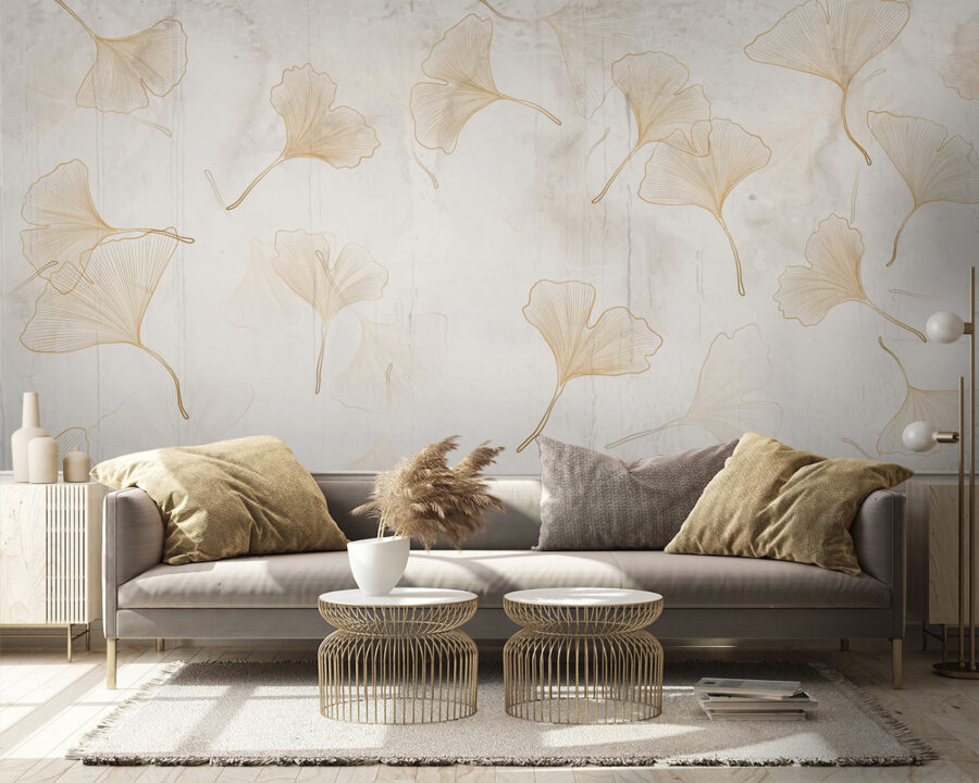 Delicate ginkgo leaves on a serene backdrop. Delicate ginkgo leaves on a serene backdrop.