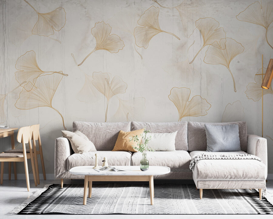 Delicate ginkgo leaves on a serene backdrop. Delicate ginkgo leaves on a serene backdrop.