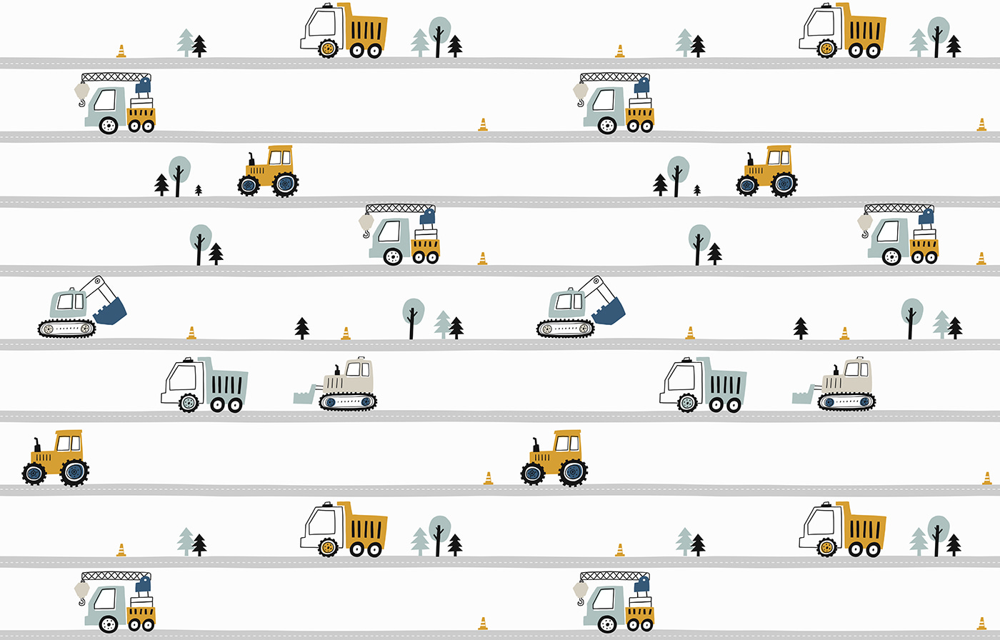 Pattern of cars and trees