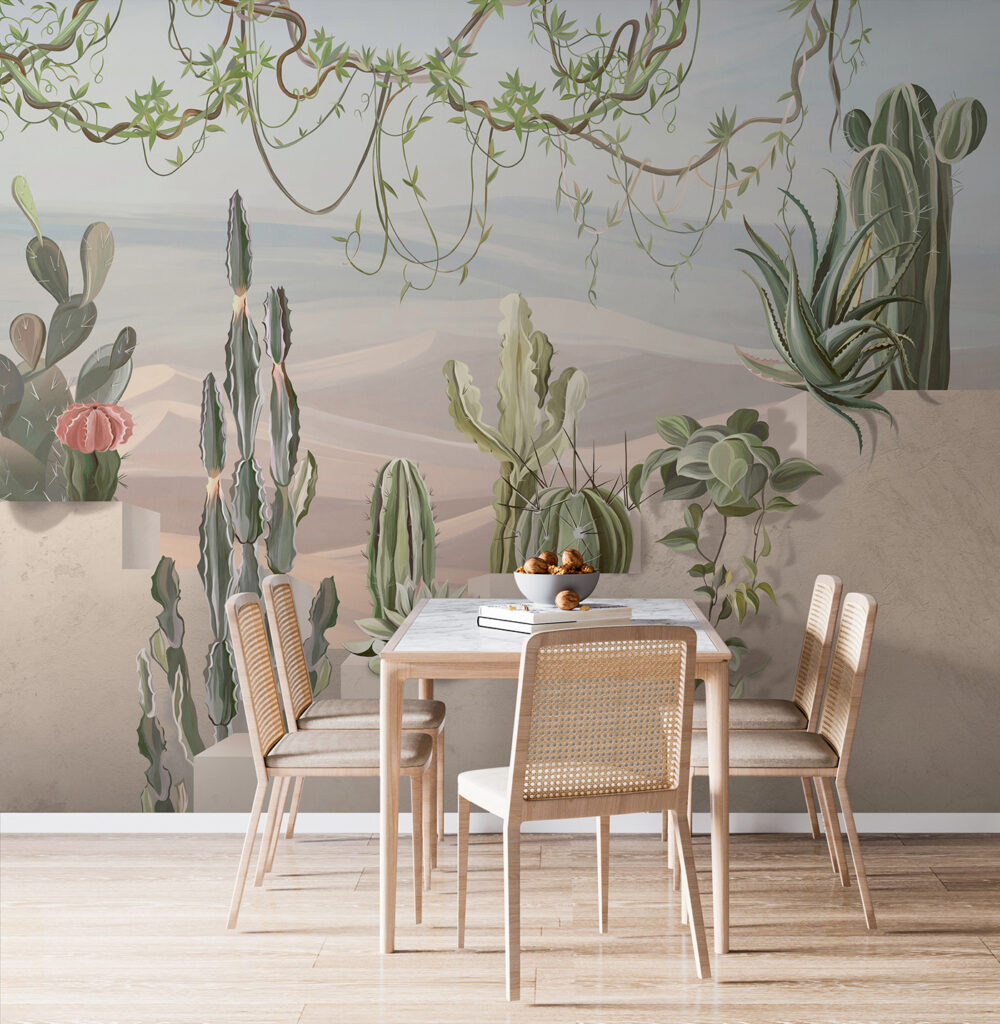 Wall mural of cacti and succulents Wall mural of cacti and succulents
