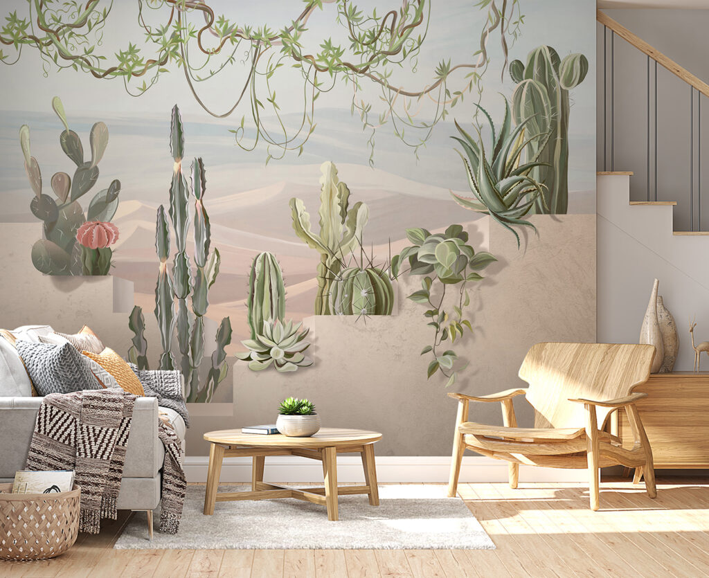 Wall mural of cacti and succulents Wall mural of cacti and succulents