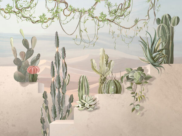 Wall mural of cacti and succulents Wall mural of cacti and succulents
