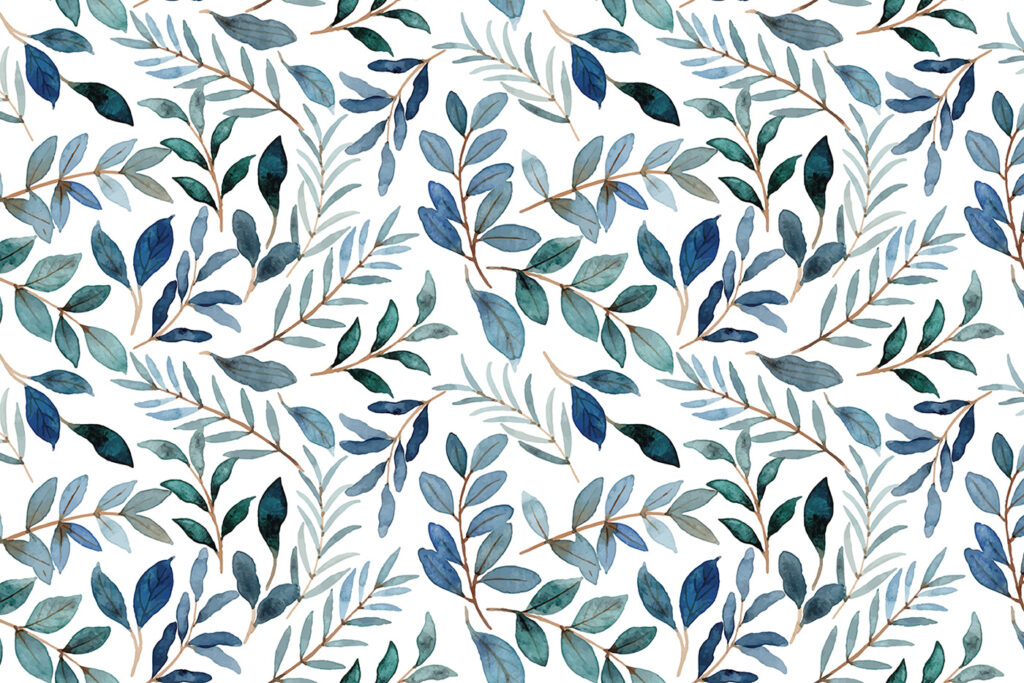 Pattern of blue and green leaves