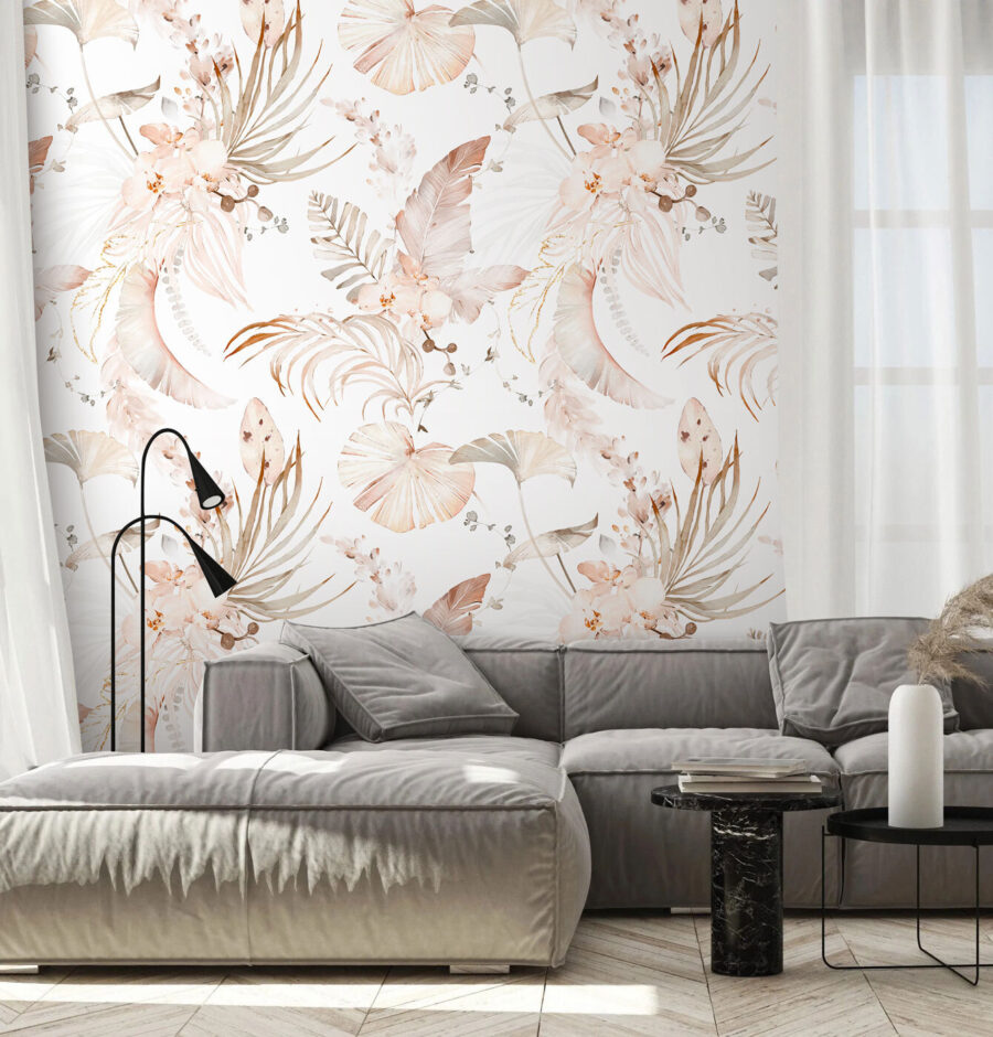 Wall murals Pattern of flowers and leaves - Image 3