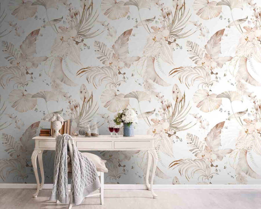 Wall murals Pattern of flowers and leaves
