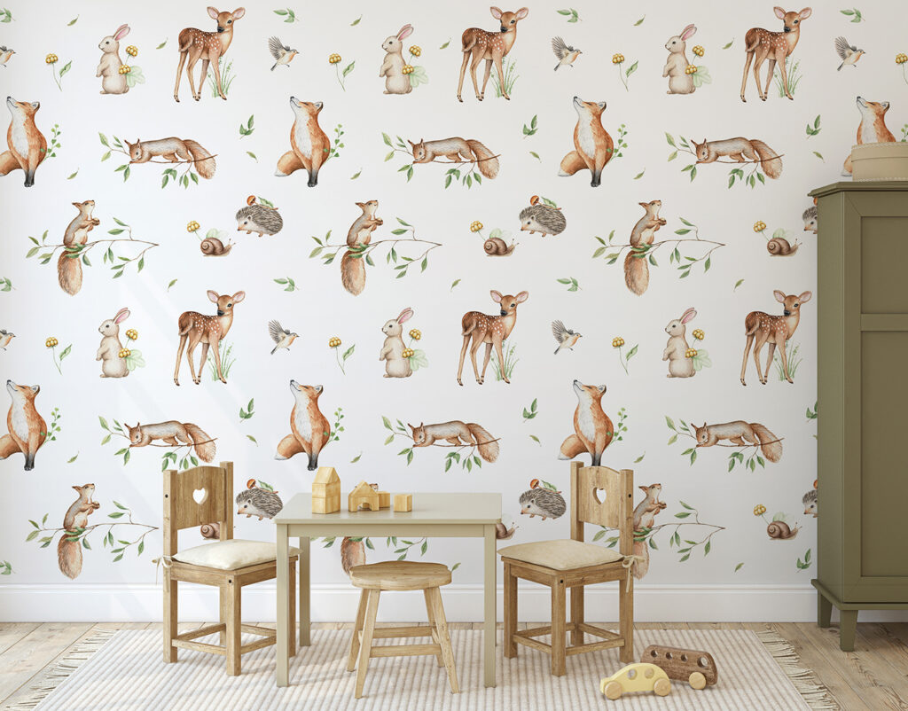 A pattern of animals and plants