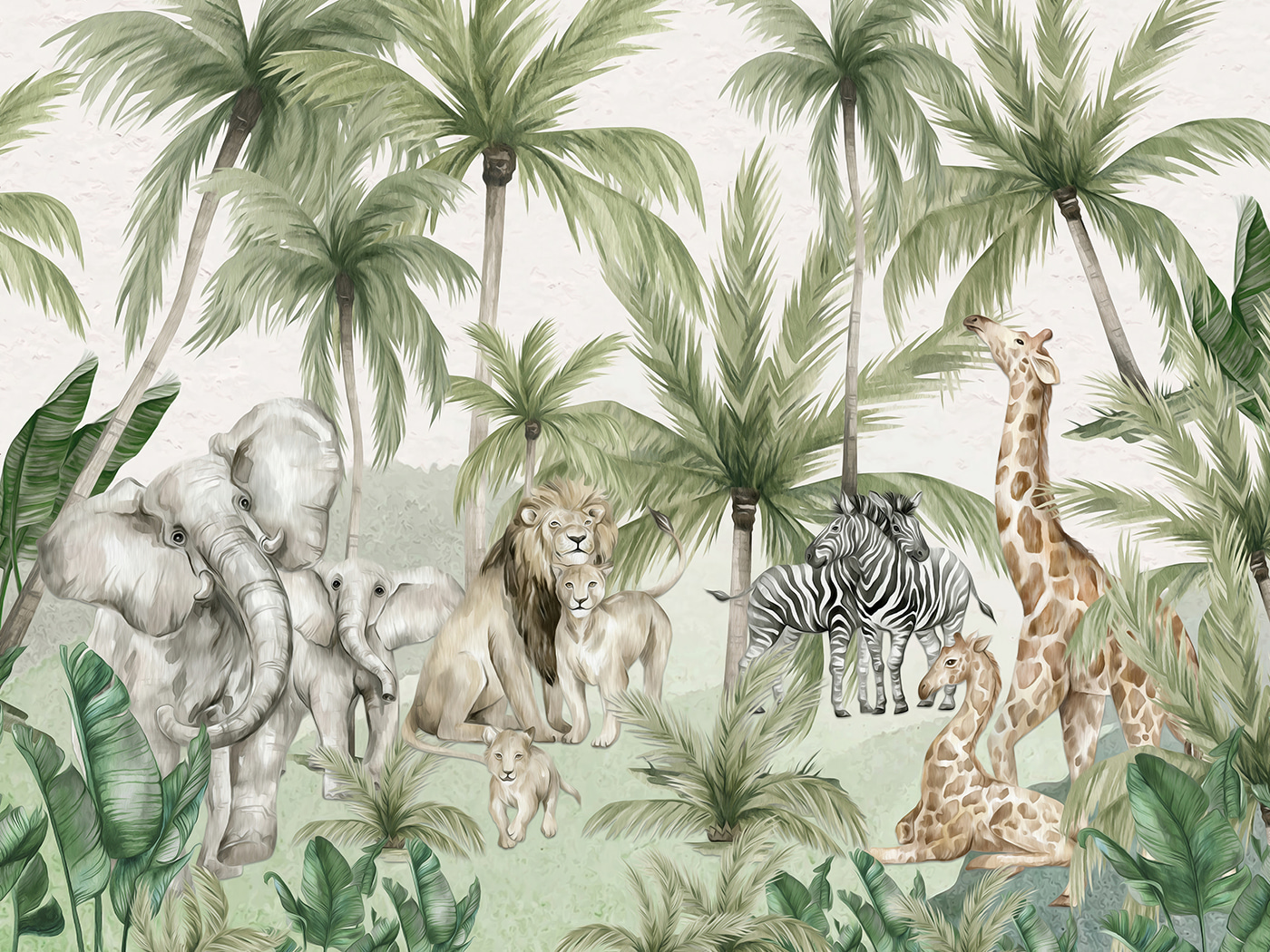 Group of animals in a jungle Group of animals in a jungle