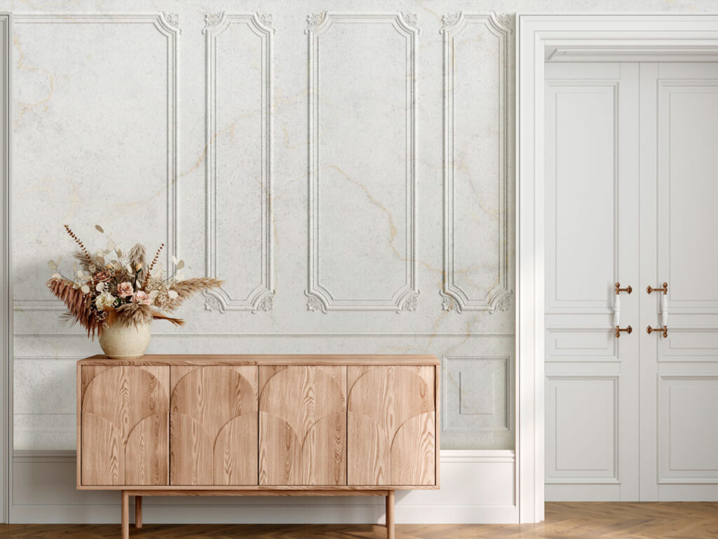 White wall with rectangular designs White wall with rectangular designs