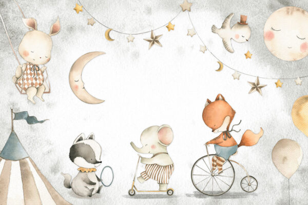 Group of animals riding a bicycle Group of animals riding a bicycle