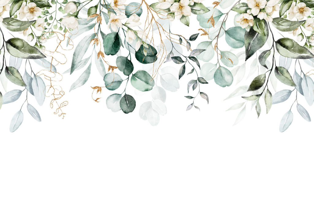 Watercolor painting of leaves and flowers Watercolor painting of leaves and flowers