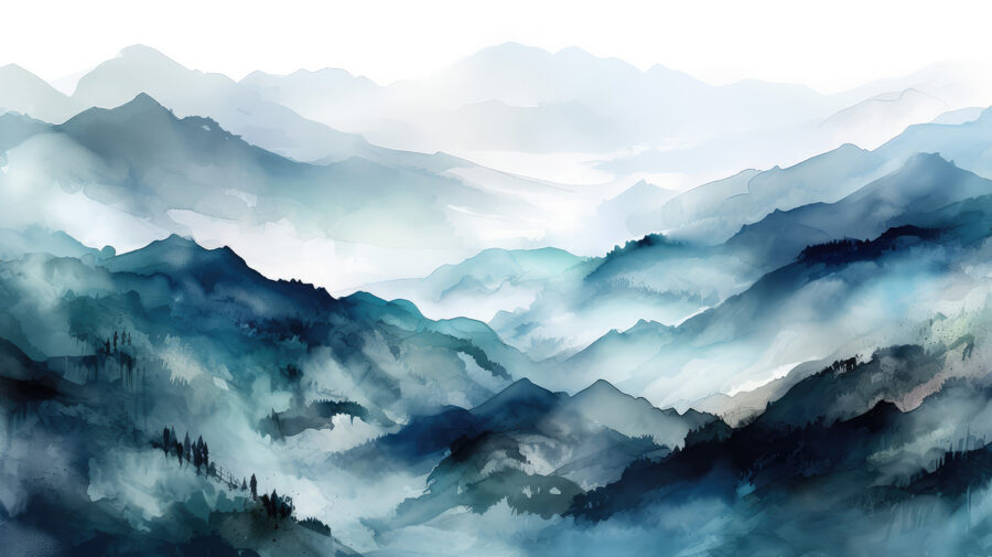 Painting of a mountain range