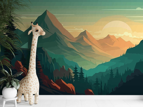 A landscape of mountains and trees A landscape of mountains and trees