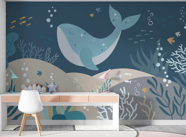 Wall murals Whale swimming under water