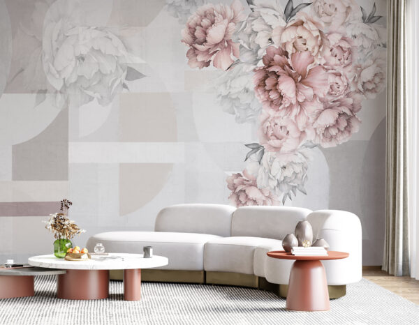 Soft florals complementing abstract shapes Soft florals complementing abstract shapes
