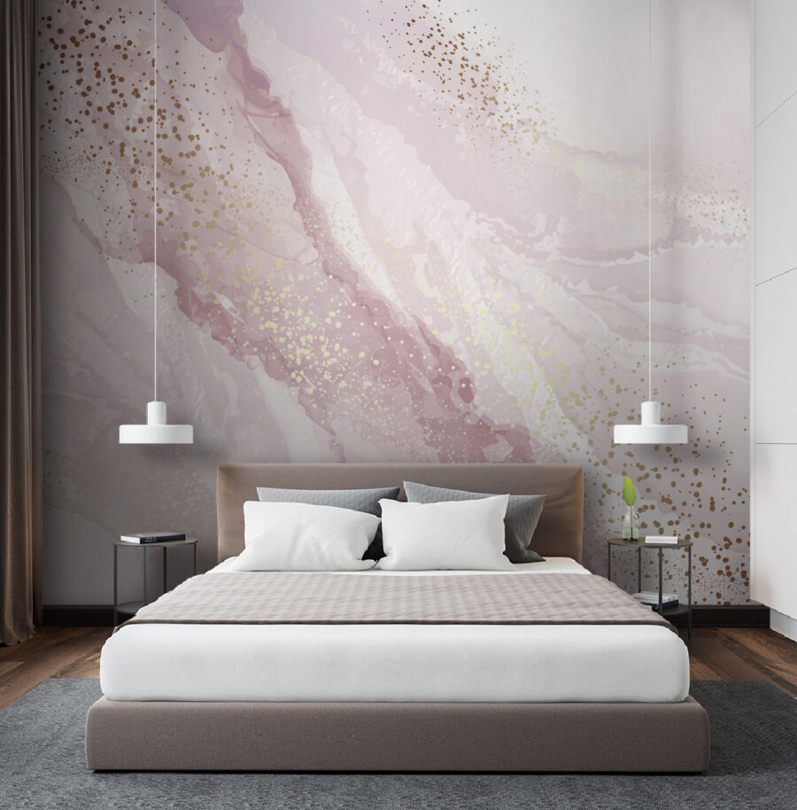 Shimmering blush mountain landscape art