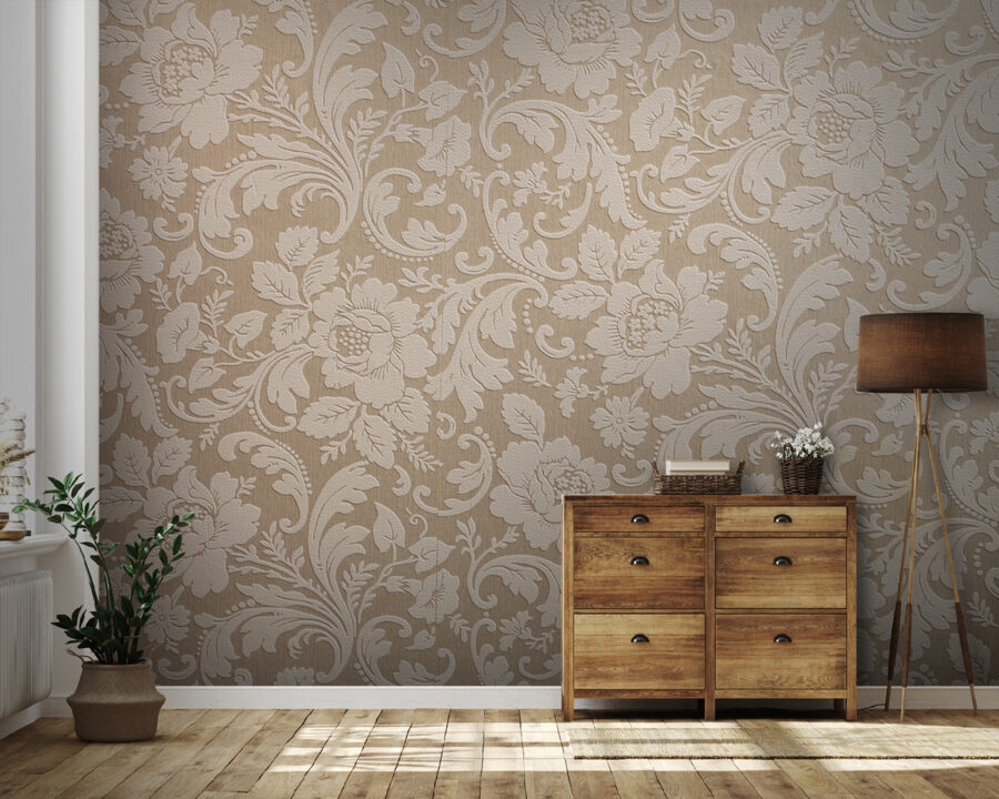 Wall murals Elegant floral patterned fabric design.