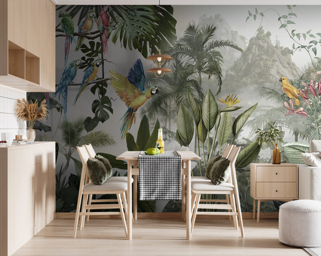 Group of birds in a forest