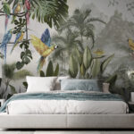 Wall murals Group of birds in a forest