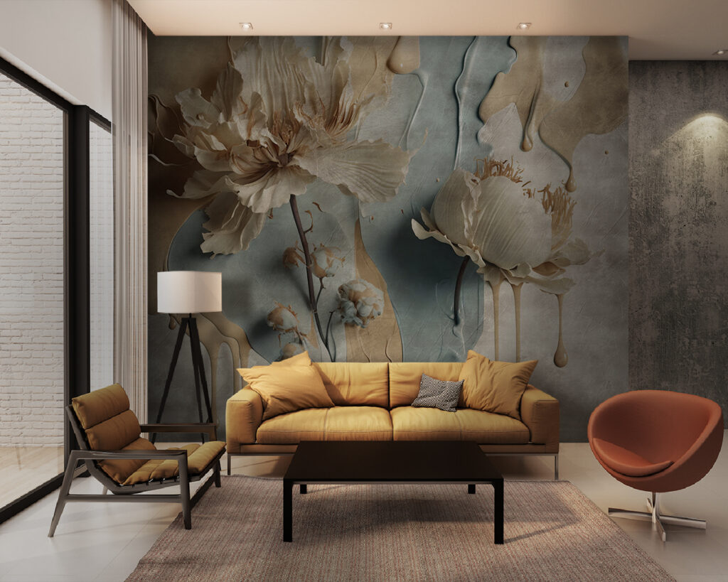 White flowers on a blue and white background White flowers on a blue and white background