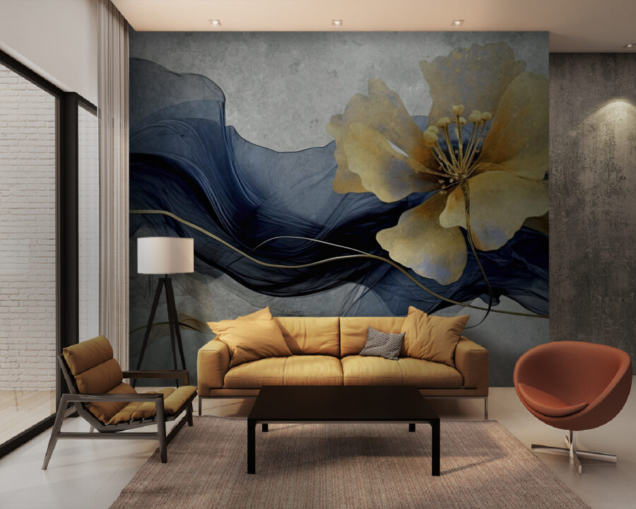 Wall murals Elegant flower amidst flowing silk