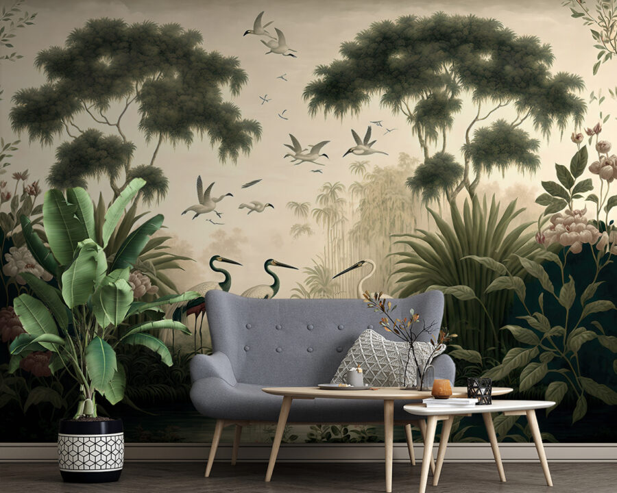 Birds in a river