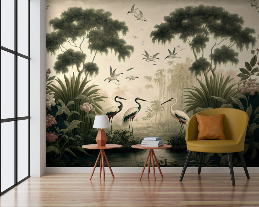 Birds in a river