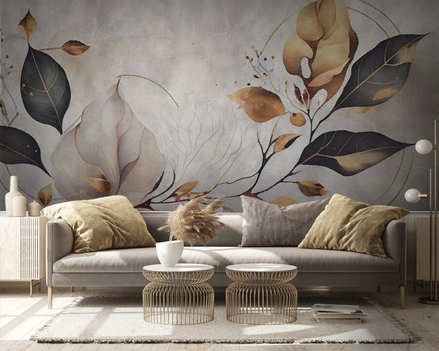 Elegant leaves dance in soft hues. Elegant leaves dance in soft hues.