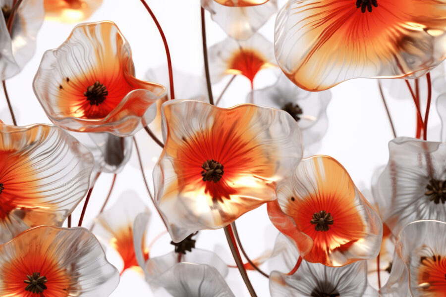 Group of glass flowers