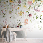 Wall murals Painting of flowers and leaves