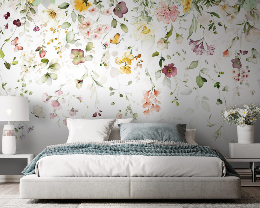Wall murals Painting of flowers and leaves - Image 2