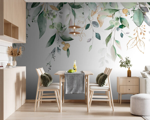 Delicate leaves and soft botanical elements