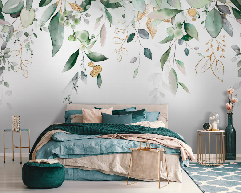 Delicate leaves and soft botanical elements