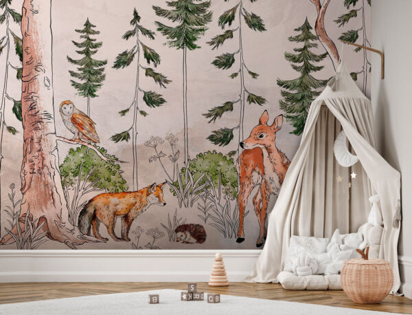 Wall murals Wall murals Wall mural with animals and trees (SKU: u95504)