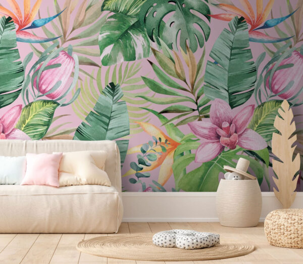 Pattern of tropical leaves and flowers u95465pir1m 600x523 - Pattern of tropical leaves and flowers - tegory