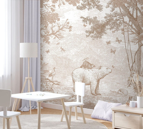 Bear and animals in a forest