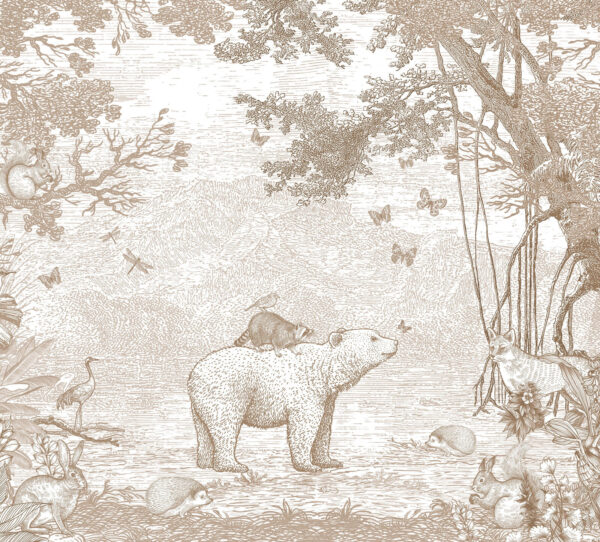 Bear and animals in a forest