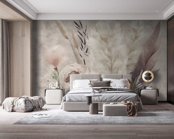 Painting of flowers and feathers Painting of flowers and feathers