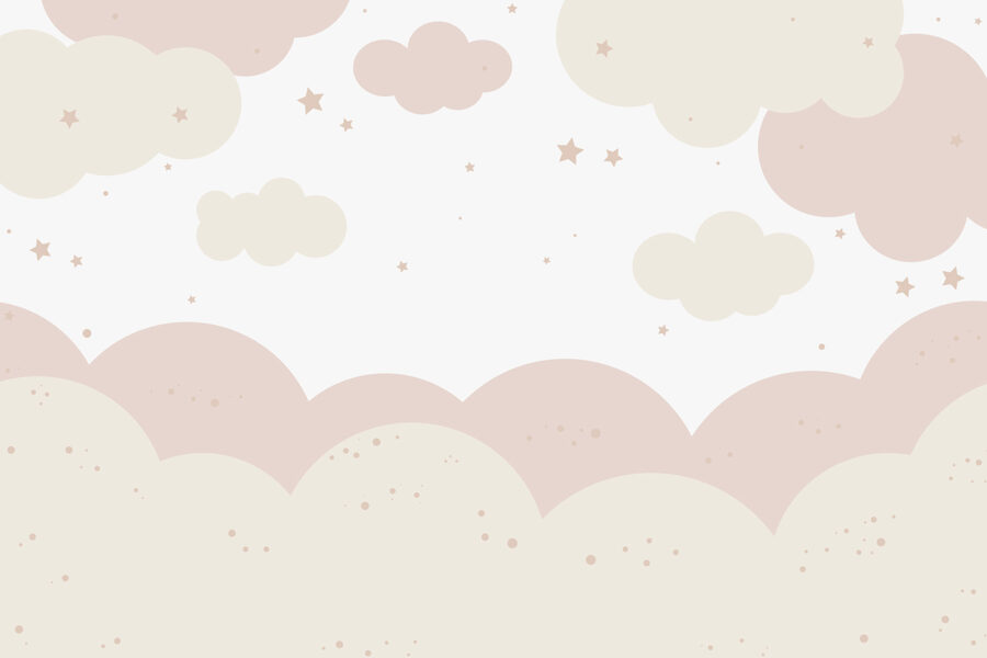 Pink and white clouds and stars