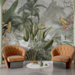 Wall murals Group of plants and birds
