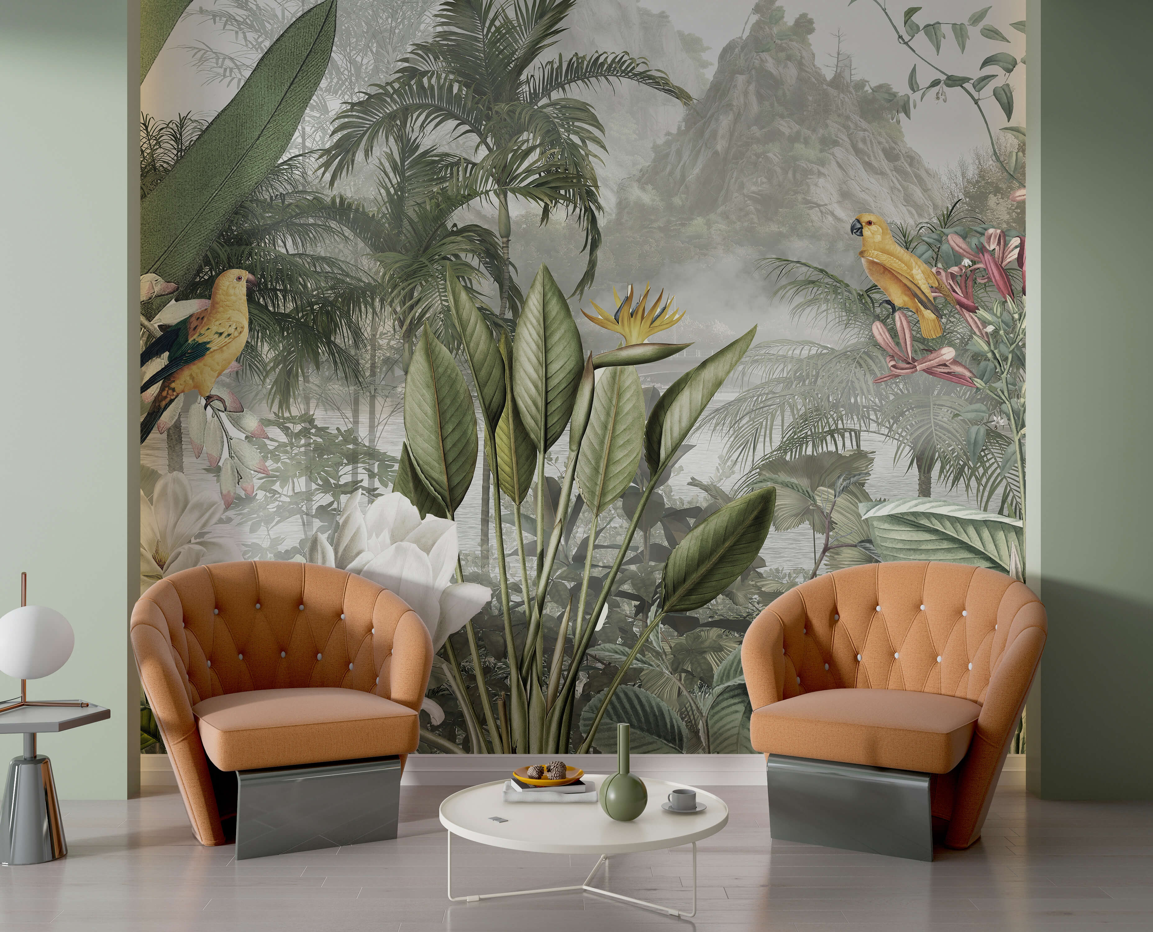 Group of plants and birds Group of plants and birds