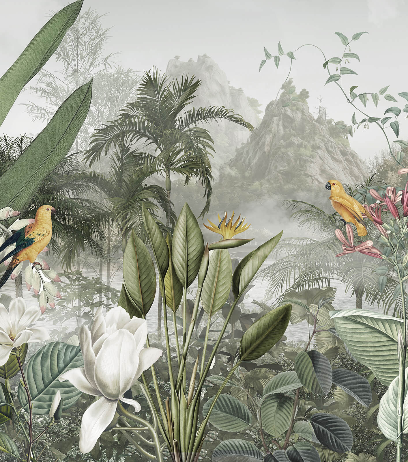 Group of plants and birds Group of plants and birds