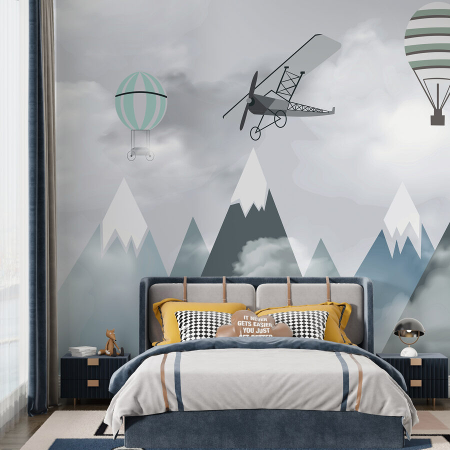 Wall murals Helicopter flying over mountains - Image 2
