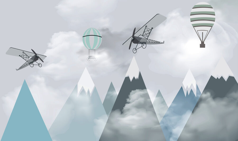 Wall murals Helicopter flying over mountains - Image 6