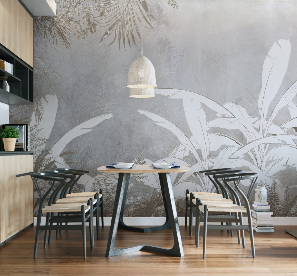 White and grey wallpaper with plants u95364pik1 1024x950 - White and grey wallpaper with plants - tegory