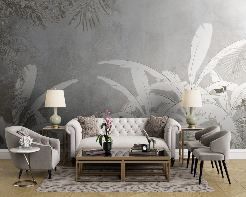 White and grey wallpaper with plants u95364pig43 1024x819 - White and grey wallpaper with plants - tegory