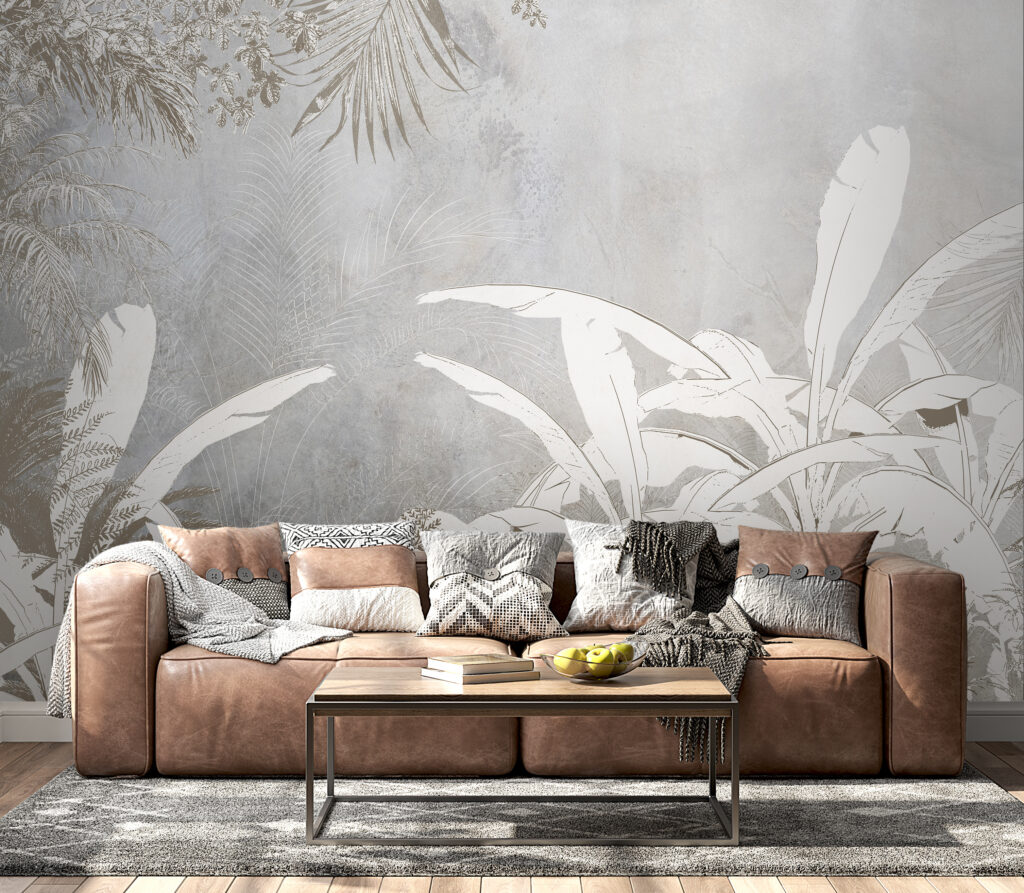 White and grey wallpaper with plants u95364pig1 1024x893 - White and grey wallpaper with plants - tegory
