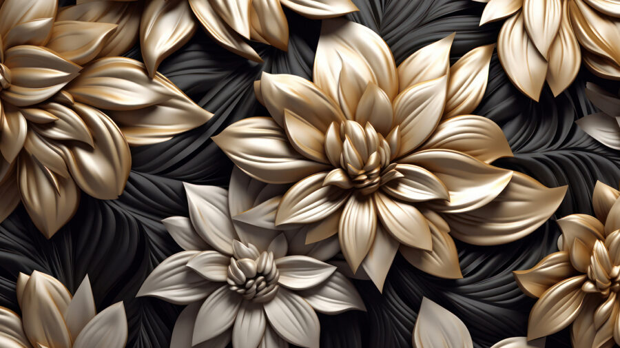 Elegant floral design on dark background.