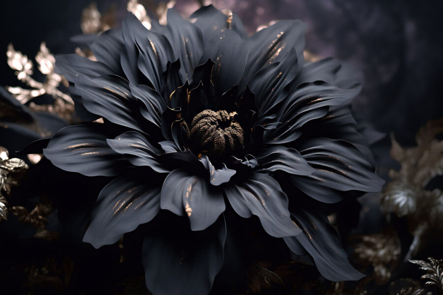 Black flower with gold highlights