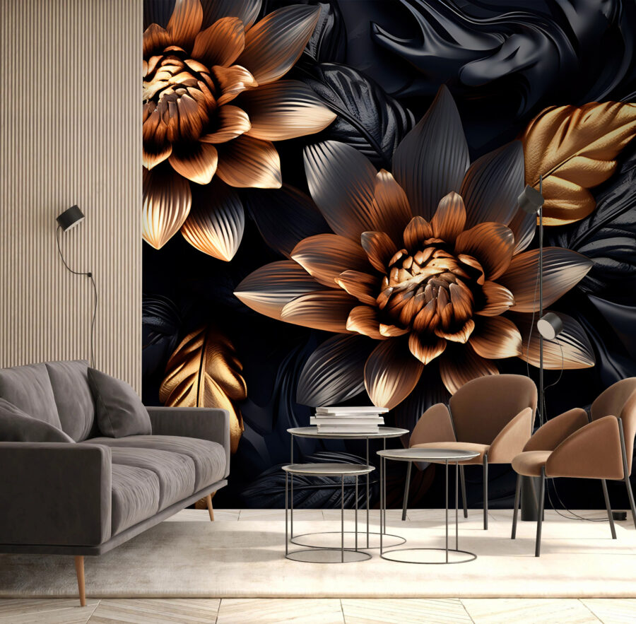 Black and gold flowers